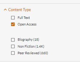 Picture of Open Access filter option