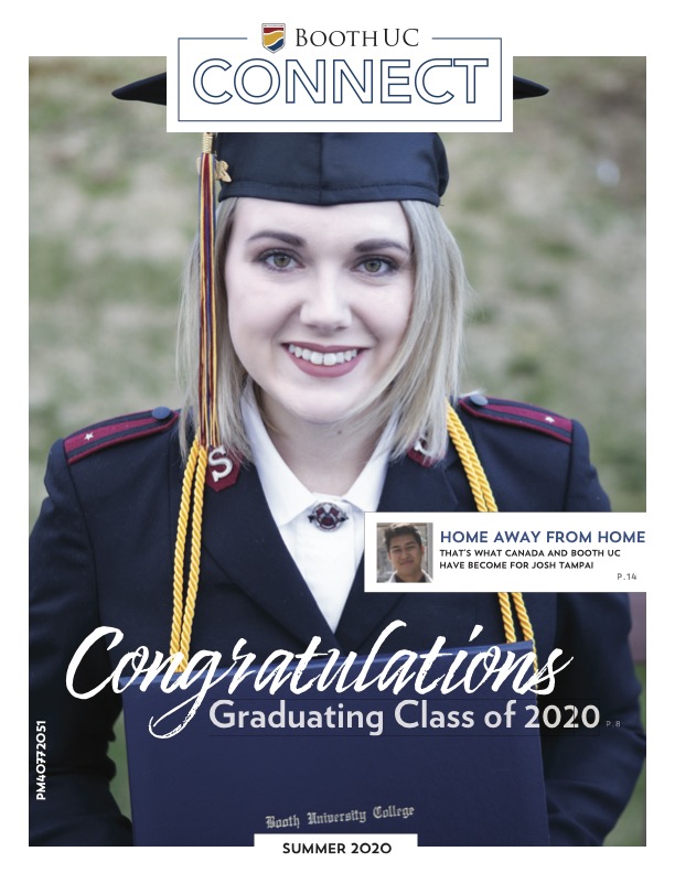Female student smiling in graduation gown and cap with text overlay that says "Congratulations Graduating Class of 2020"